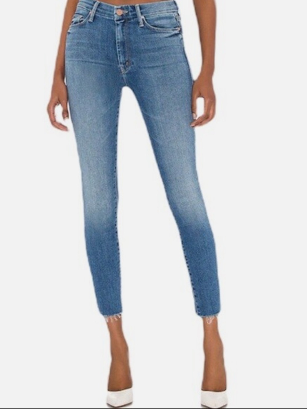 MOTHER High Waisted Looker Ankle Fray